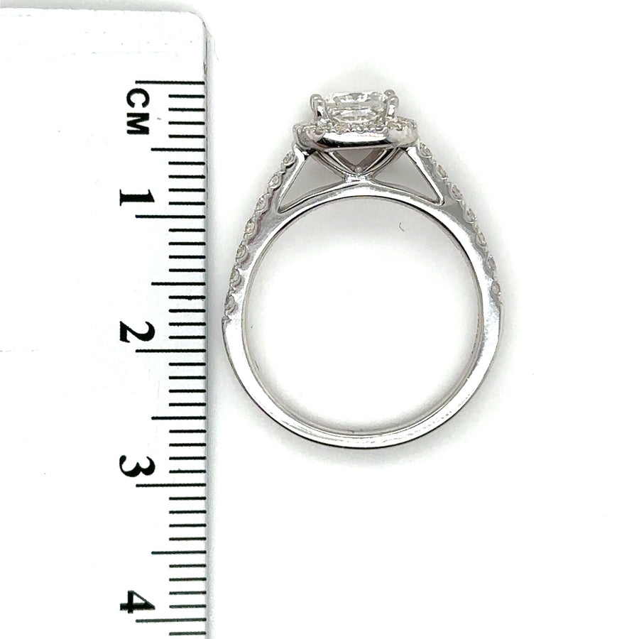 9ct White Gold Lab Grown Diamond Halo Ring (c. 1.52ct) - Size N - NEW!