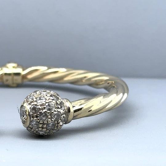 9ct Yellow Gold Cubic Zirconia Ball Hinge Bangle
