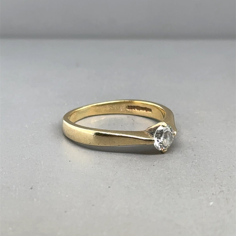 18ct Yellow Gold Single Stone Diamond Ring (c. 0.40ct) - Size K
