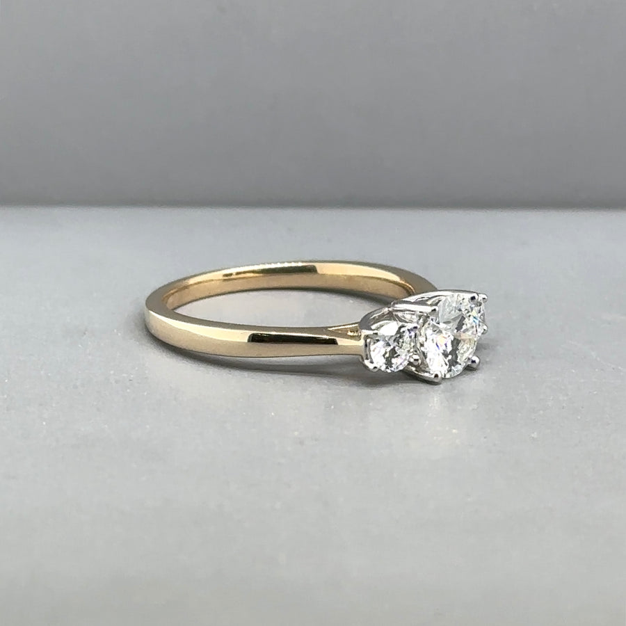 9ct Yellow Gold Lab Grown Diamond Trilogy Ring (c. 1.00ct) - Size O - NEW!