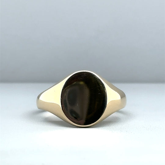9ct Yellow Gold Round Signet Ring - Size Y