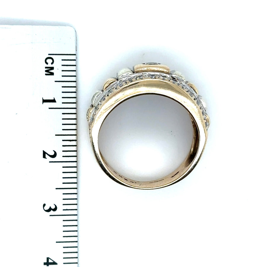 9ct Yellow Gold Diamond Set Fancy Ring (c. 0.52ct) - Size N 1/2
