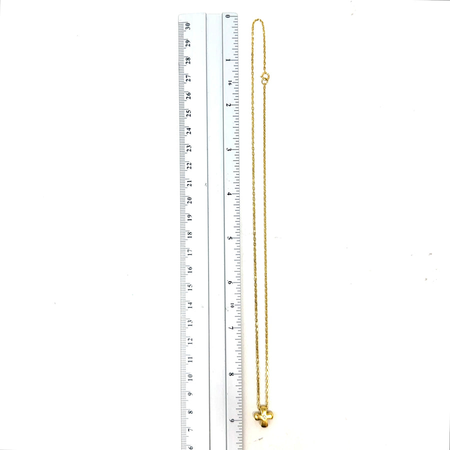 18ct Yellow Gold Single Stone Cross Pendant and Chain (18")