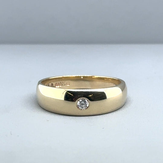 9ct Yellow Gold Single Stone Diamond Ring - Size P