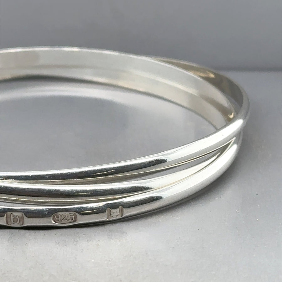 Sterling Silver Three Band Bangle