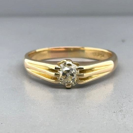 18ct Yellow Gold Single Stone Diamond Ring (c. 0.50ct) - Size T