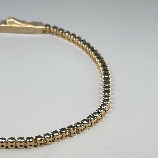 14ct Yellow Gold Black Stone Set Bracelet