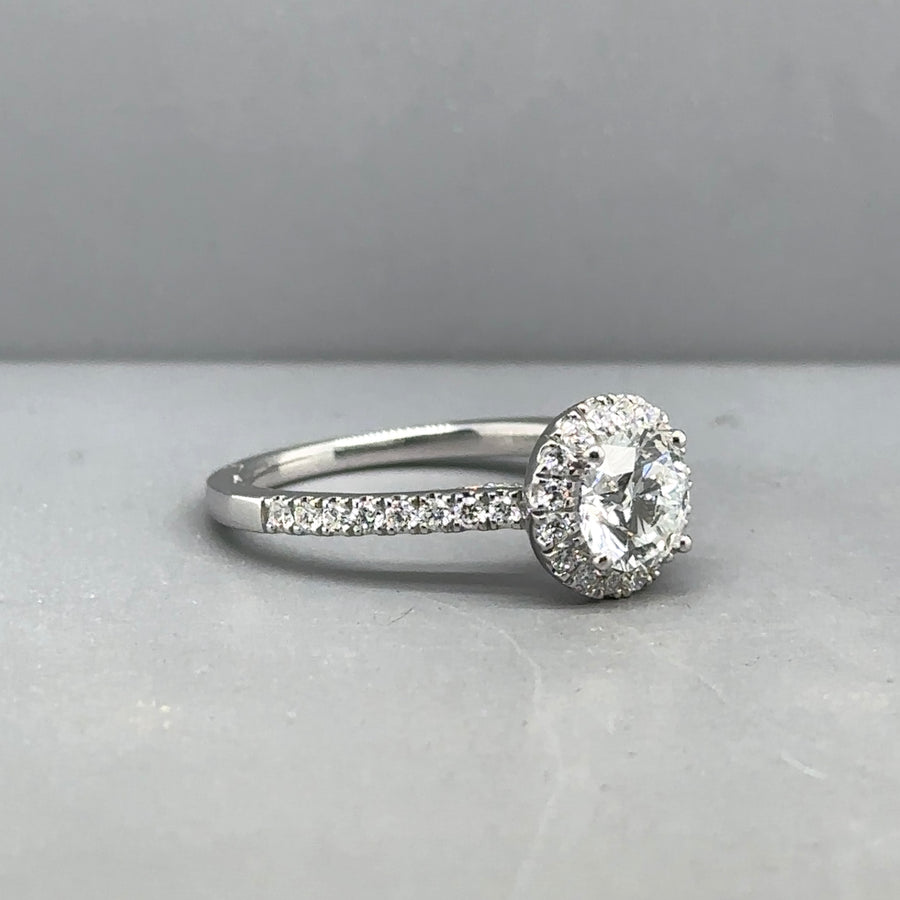 9ct White Gold Lab Grown Diamond Halo Ring (c. 1.50ct) - Size M - NEW!