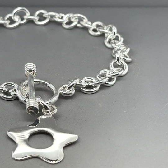Sterling Silver Flower T-Bar Bracelet NEW!