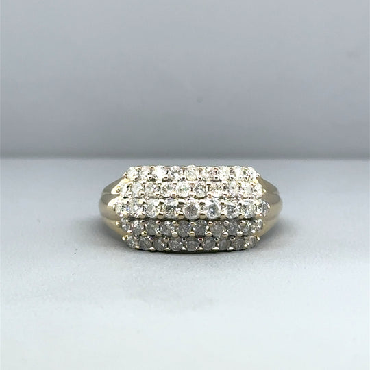 9ct Yellow Gold Five Row Diamond Ring (c. 0.60ct) - Size N 1/2