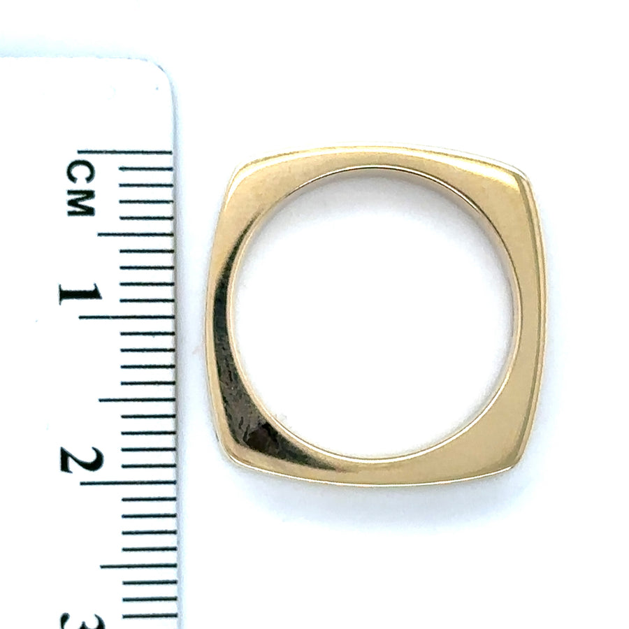 18ct Yellow Gold Diamond Set Square Ring (c. 0.48ct) - Size M