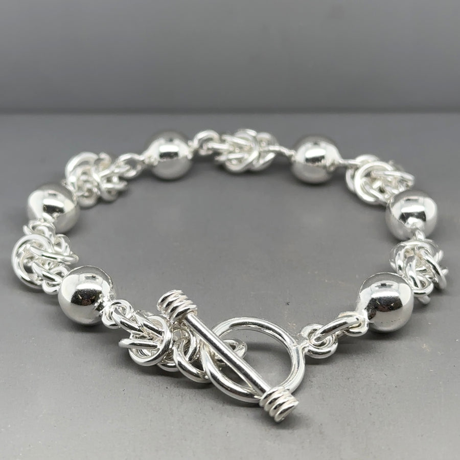 Sterling Silver Ball and Knot T-Bar Bracelet NEW!