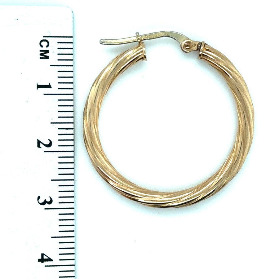 9ct Yellow Gold Twist Hoop Earrings