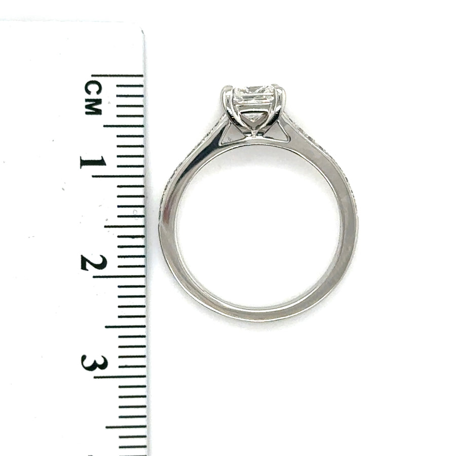 Platinum Single Stone Diamond and Shoulders Ring (c. 0.80ct) - Size K 1/2