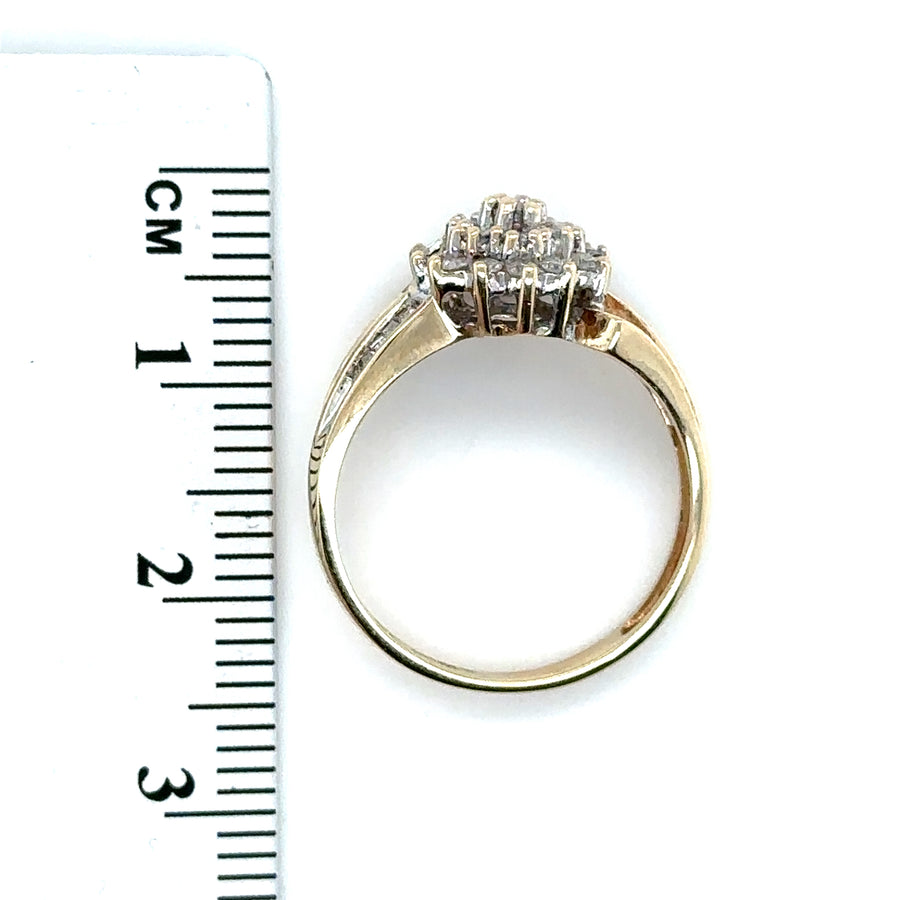 9ct Yellow Gold Diamond Cluster Ring (c. 0.50ct) - Size L