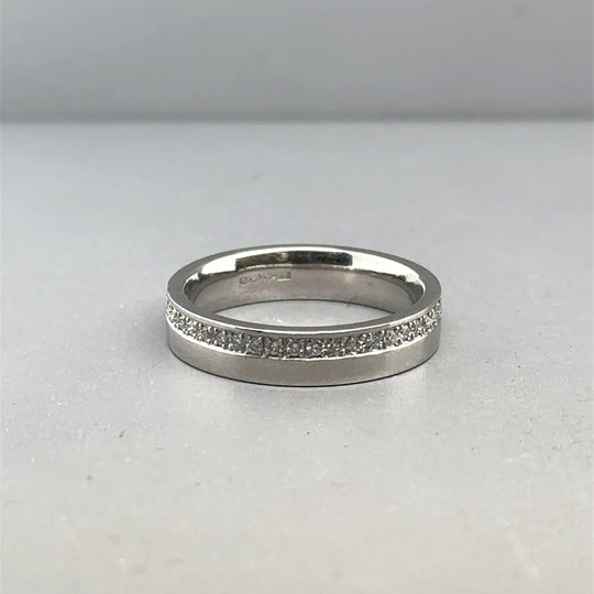 Platinum Diamond Band Ring (c. 0.20ct) - Size K