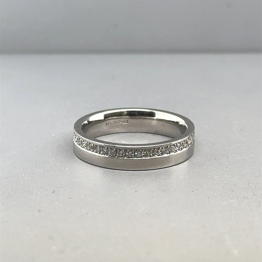 Platinum Diamond Band Ring (c. 0.20ct) - Size K