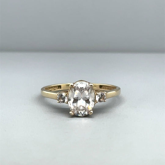 9ct Yellow Gold Cubic Zirconia Ring - Size N 1/2