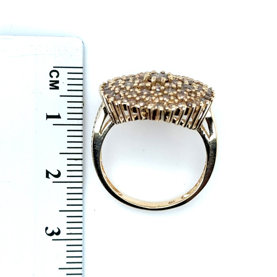 9ct Yellow Gold Diamond Cluster Ring (c. 3.00ct) - Size P