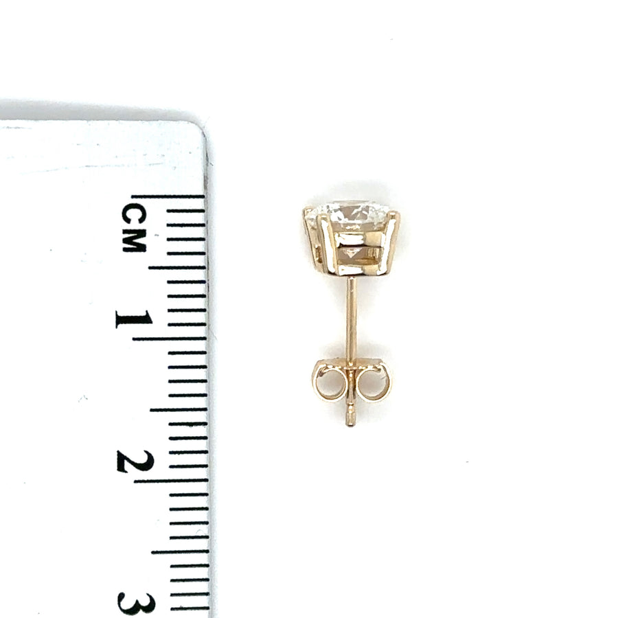 9ct Yellow Gold Single Stone Lab Grown Diamond Stud Earrings (c. 2.00ct) NEW!