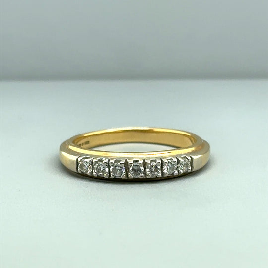 18ct Yellow Gold Seven Stone Diamond Ring (c. 0.25ct) - Size P