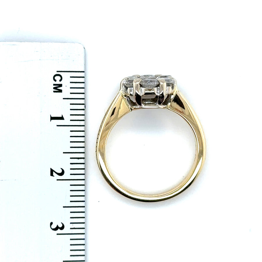 18ct Yellow Gold Diamond Set Flower Ring (c. 0.95ct) - Size L 1/2