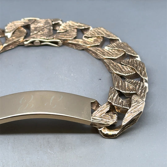 9ct Yellow Gold Chunky ID Curb Bracelet