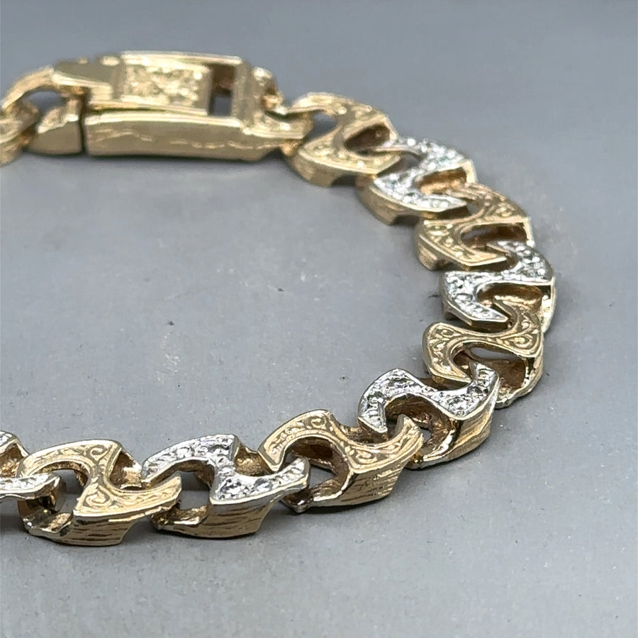 9ct Yellow Gold Cubic Zirconia Set Curb Bracelet