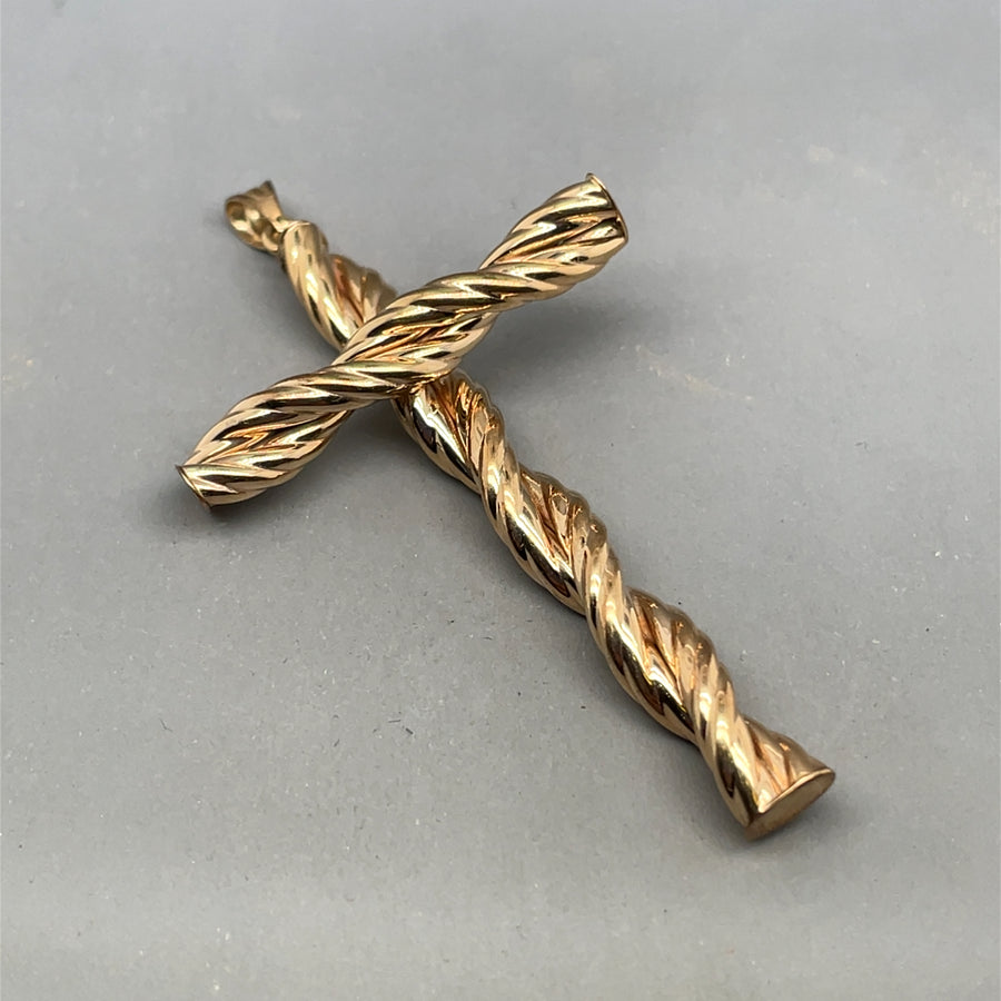 9ct Yellow Gold Fancy Twist Cross Pendant