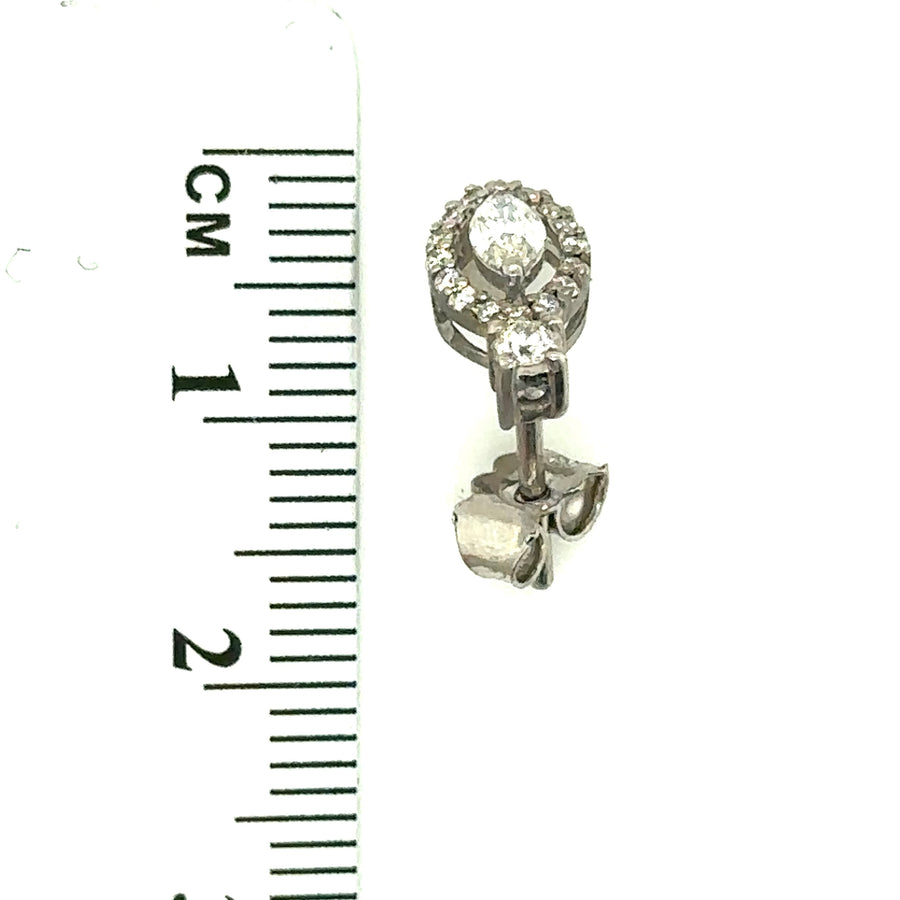 18ct White Gold Marquise Halo Diamond Stud Earrings (c. 0.46ct)