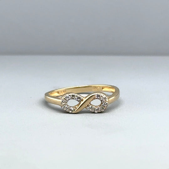 14ct Yellow Gold Cubic Zirconia Infinity Ring - Size I