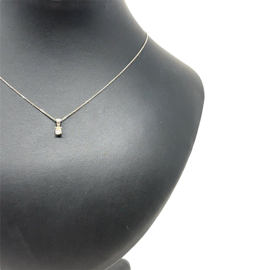 14ct White Gold Single Stone Diamond Pendant and Chain (c. 0.25ct) (17")
