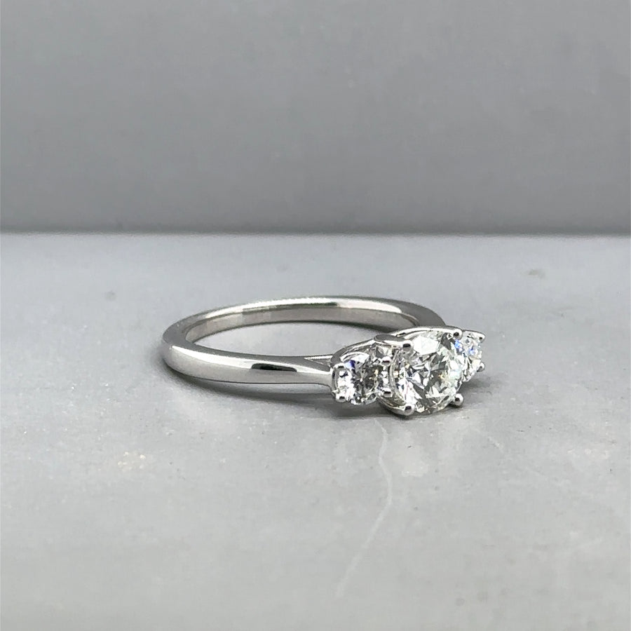 9ct White Gold Lab Grown Diamond Trilogy Ring (c. 1.00ct) - Size L - NEW!