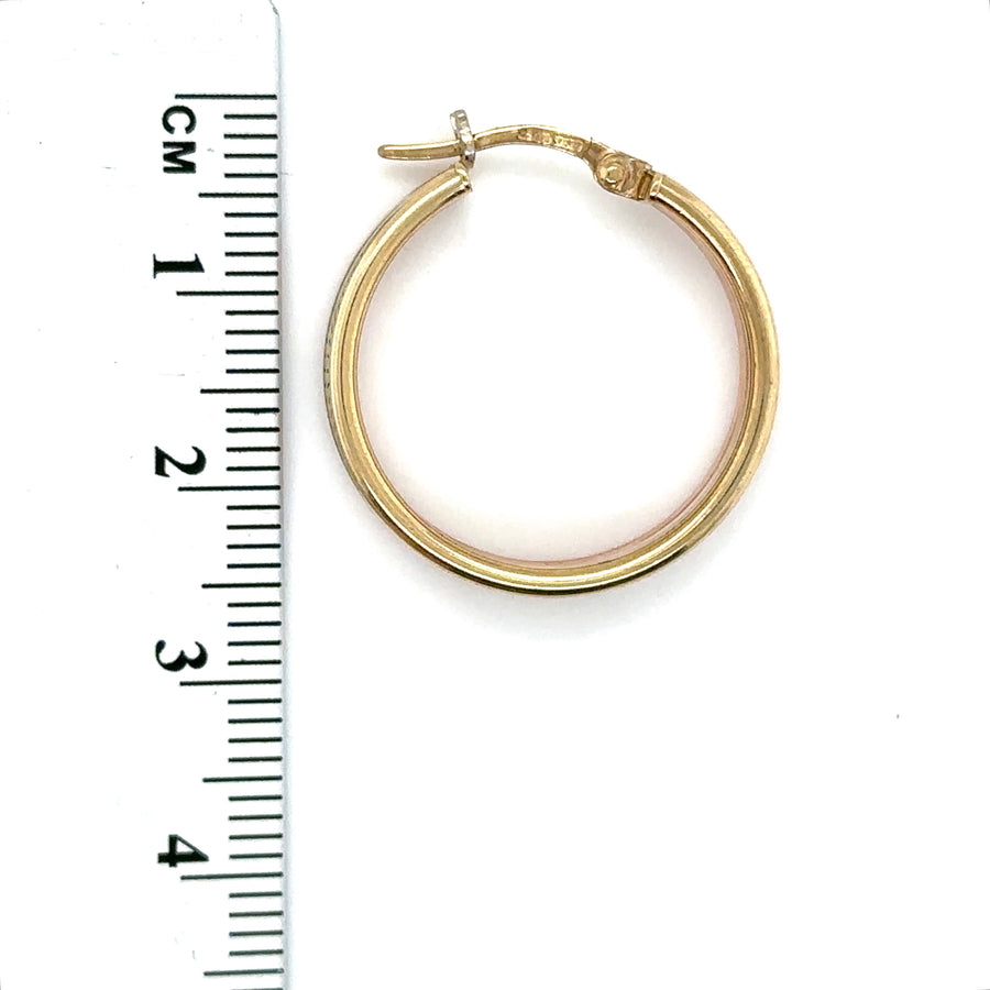 9ct Tri-Colour Gold Hoop Earrings