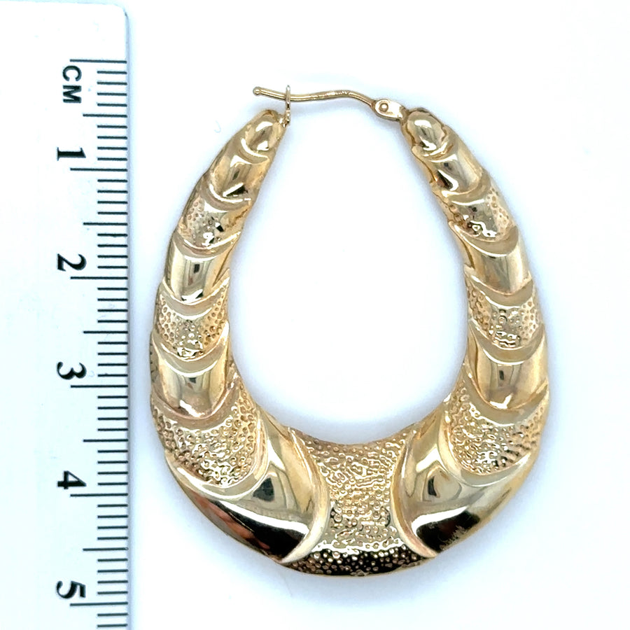9ct Yellow Gold Large Fancy Hoop Earrings