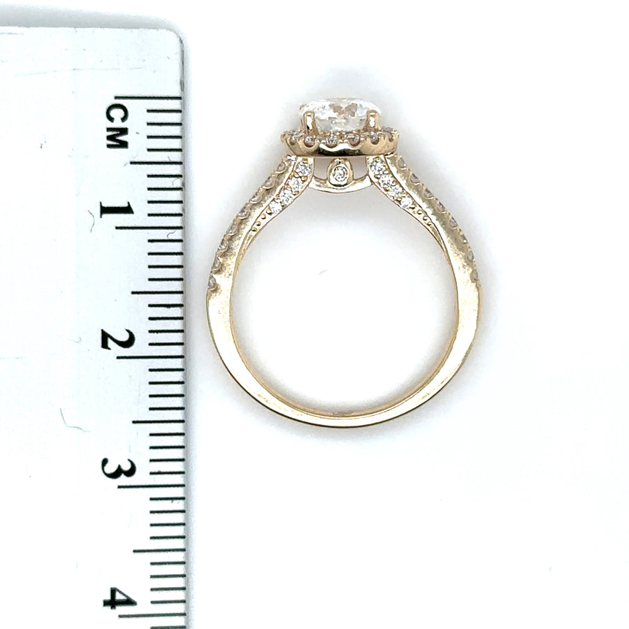 9ct Yellow Gold Lab Grown Diamond Halo Ring (c. 1.50ct) - Size N - NEW!