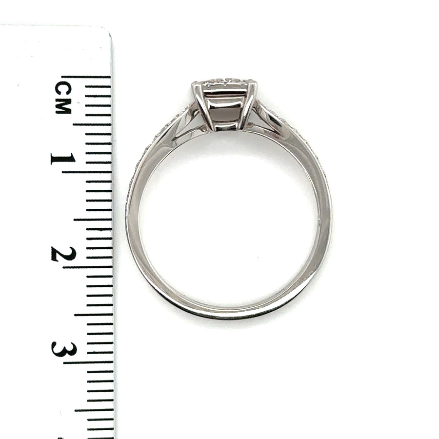 9ct White Gold Diamond Square Cluster Ring (c. 0.20ct) - Size R