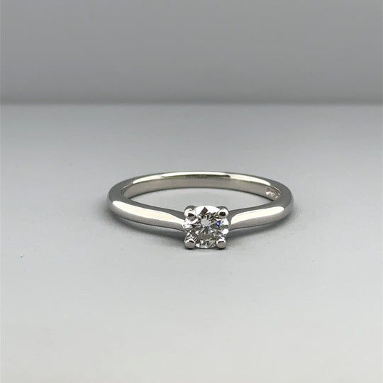 Platinum Single Stone Diamond Ring (c. 0.30ct) - Size N