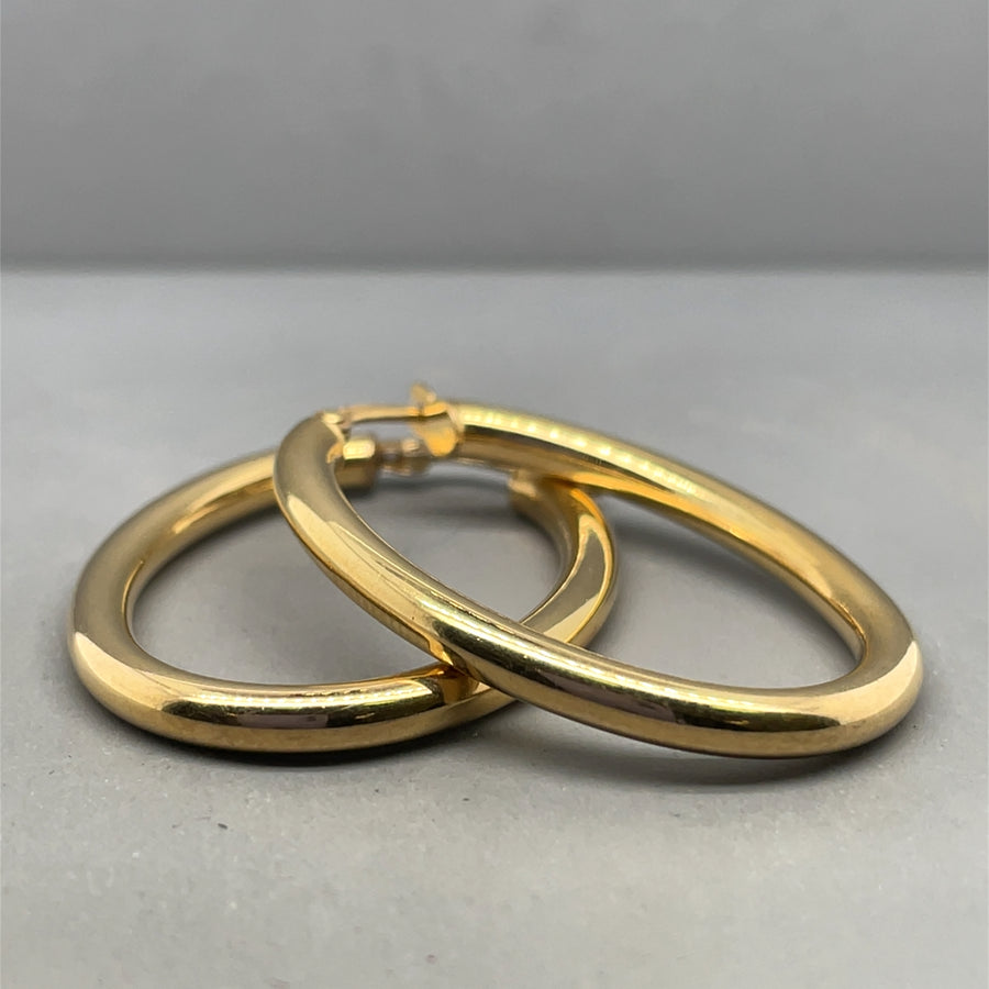 9ct Yellow Gold Oval Hoop Earrings