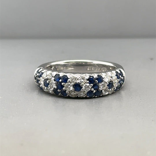 14ct White Gold Diamond and Sapphire Ring (c. 0.40ct) - Size N