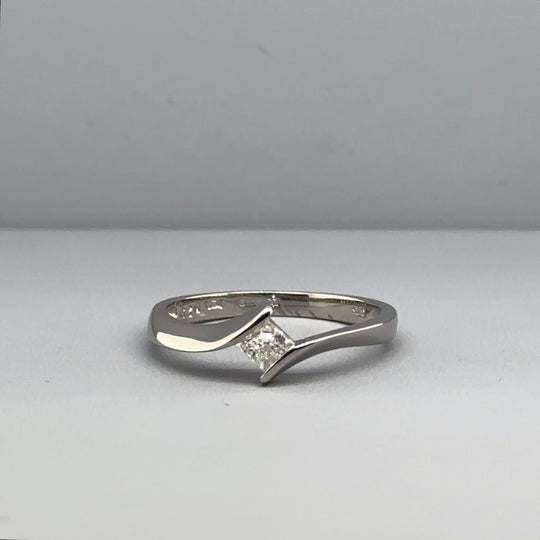 9ct White Gold Single Stone Diamond Ring (c. 0.25ct) - Size P