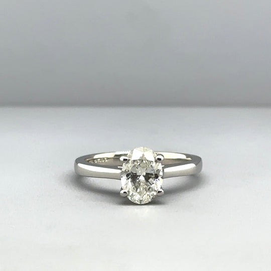 Platinum Oval Diamond Ring (c. 1.22ct) - Size K