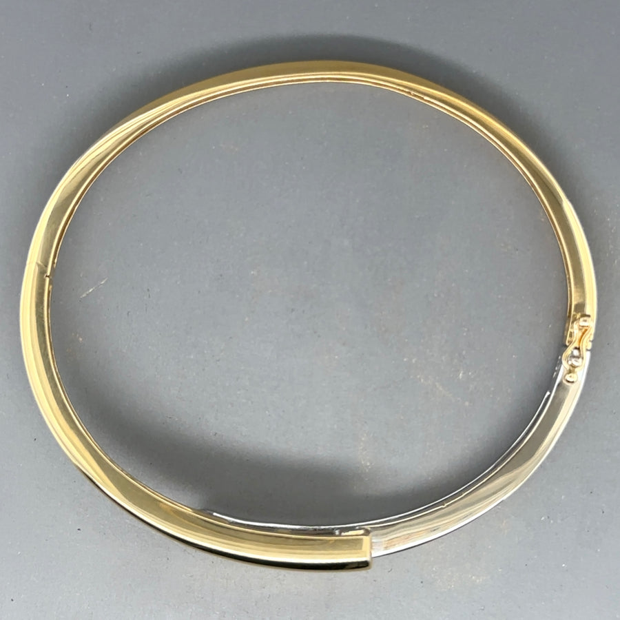 18ct Bi-Colour Diamond Set Bangle (c. 0.35ct)