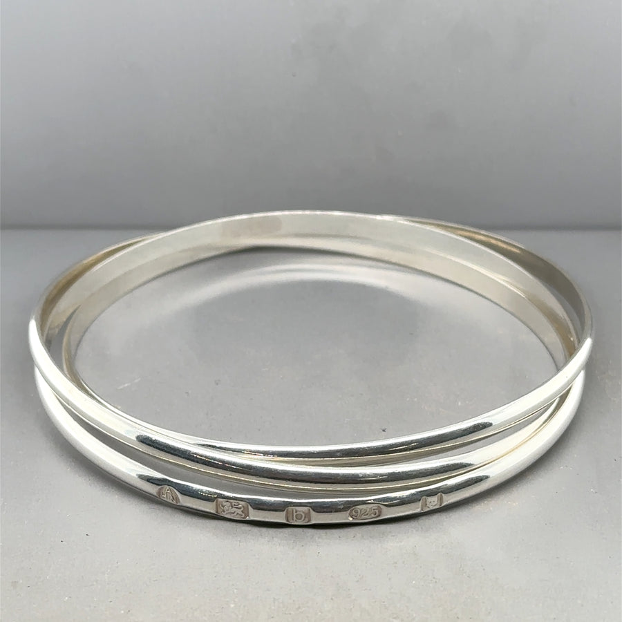 Sterling Silver Three Band Bangle