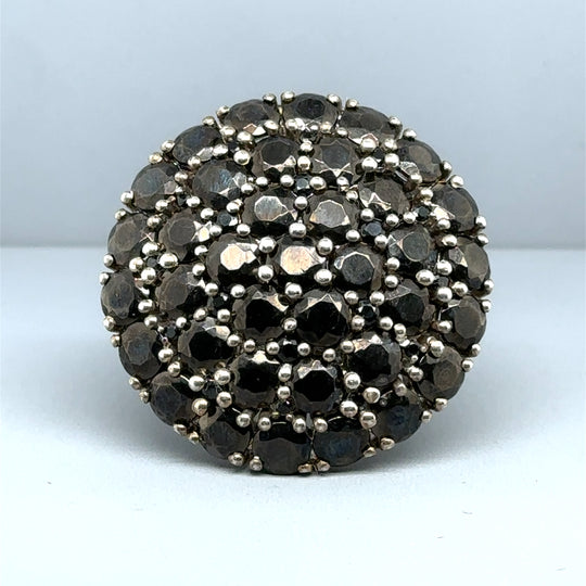 Sterling Silver Black Cubic Zirconia Ring - Size Q