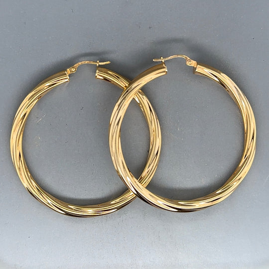 9ct Yellow Gold Twist Hoop Earrings