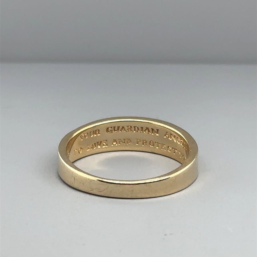 9ct Yellow Gold Single Stone Diamond Angels Message Ring - Size P