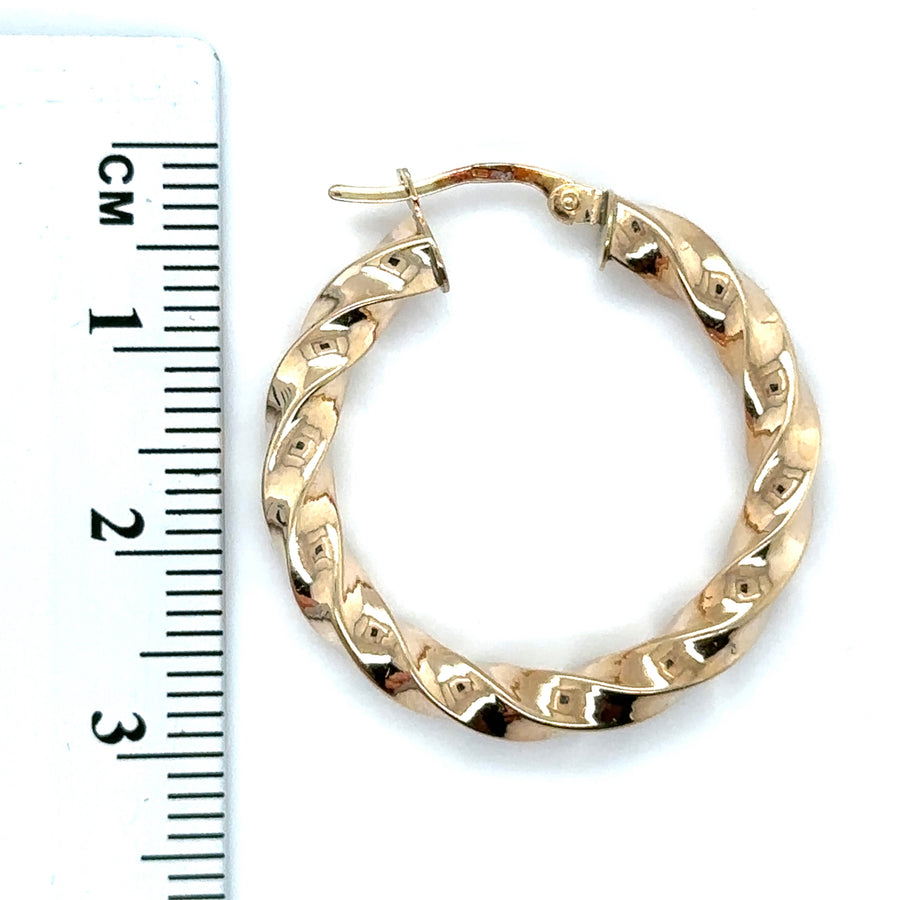 9ct Yellow Gold Twist Hoop Earrings