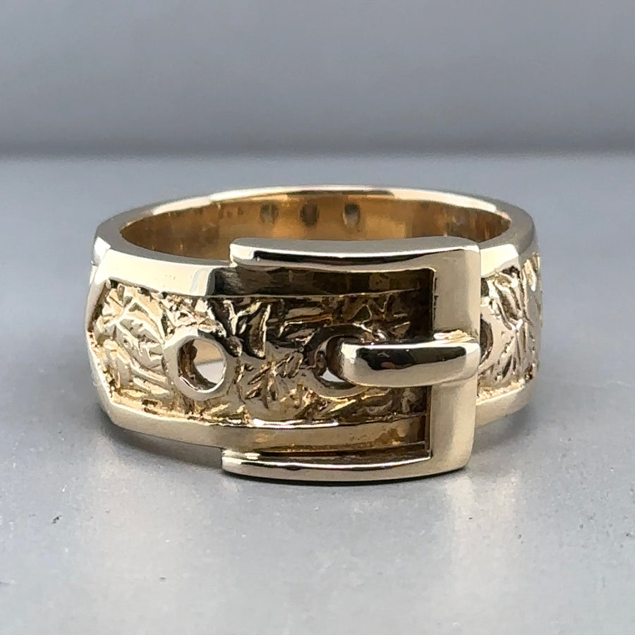 9ct Yellow Gold Buckle Ring - Size V