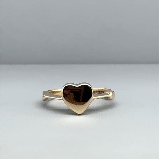 9ct Yellow Gold Heart Ring - Size M 1/2